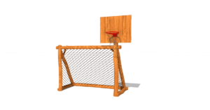 Fotbalov&aacute; branka se s&iacute;t&iacute;, s basketballov&yacute;m ko&scaron;em, vyroben&aacute; z ak&aacute;tov&eacute;ho a dubov&eacute;ho dřeva.