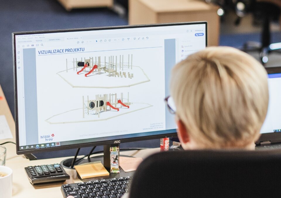 3D vizualizace moderního dětského hřiště