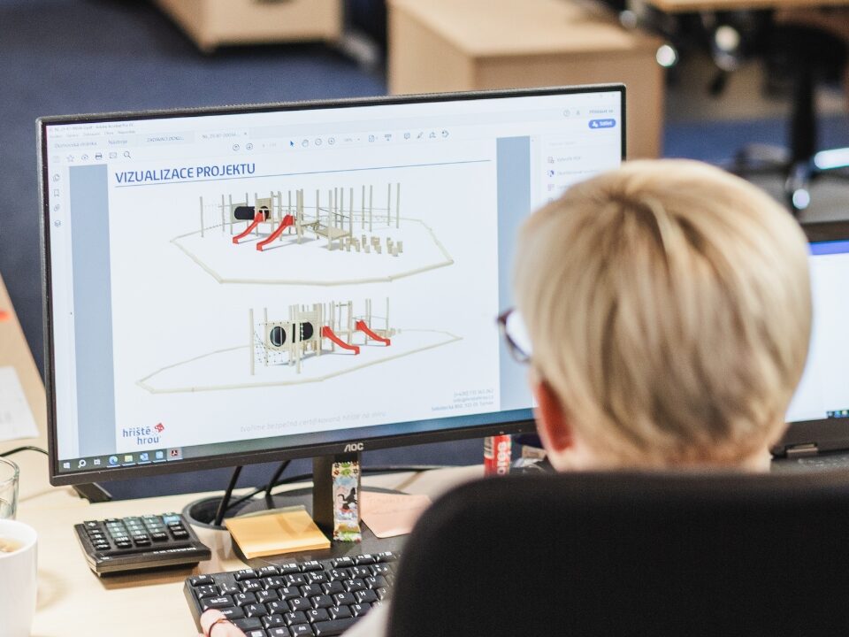 3D vizualizace moderního dětského hřiště