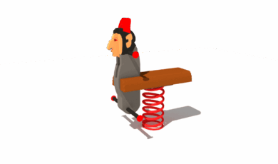 Houpačka na houpací pružině čert, vyrobená z akátu a dubu.