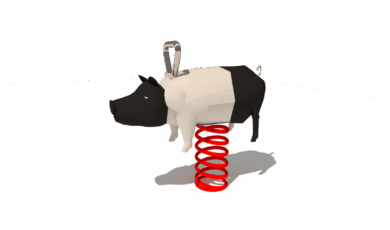 Houpačka na houpací pružině prasátko, vyrobená z akátu a dubu.