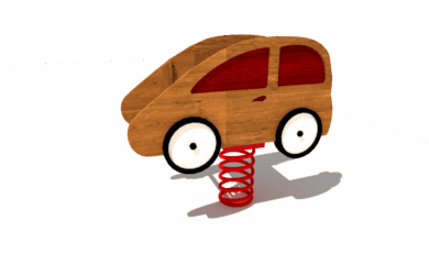 Houpačka na houpací pružině auto se stěnou, vyrobená z akátu a dubu.