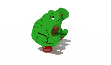 Houpačka na houpací pružině žába, vyrobená z akátu a dubu.