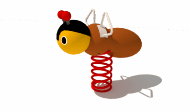 Houpačka na houpací pružině včela, vyrobená z akátu a dubu.