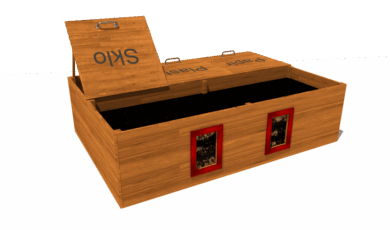 Odpadkové koše na tříděný odpad s kompostem, s průhledy, vyrobený z akátového a dubového dřeva.