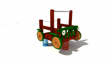 Pružinové houpadlo auto, vyrobené z materiálu akát a dub.