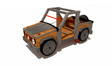 Prolézačka auto, vyrobená z materiálu akát a dub.