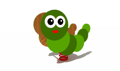 Houpačka na houpací pružině píďalka se stěnou, vyrobená z akátu a dubu.
