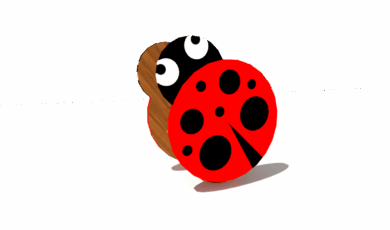 Houpačka na houpací pružině beruška se stěnou, vyrobená z akátu a dubu.