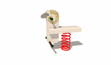 Houpačka na houpací pružině beran, vyrobená z akátu a dubu.