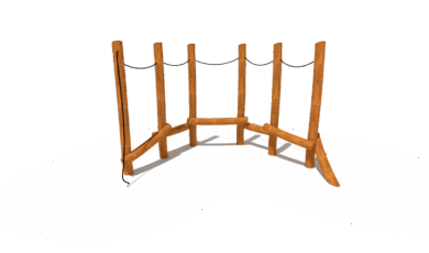Prolézačka balanční přechod, vyrobená z materiálu akát a dub.