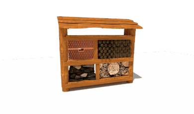 Herní prvek od firmy Hřiště hrou z Turnova, hand made. Dřevěný prvek naučný, hmyzí domeček se střechou, vyrobený z akátového a dubového dřeva. Hmyzí domeček se střechou, vyrobený z akátového a dubového dřeva.