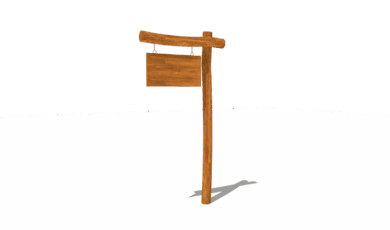 Vývěsní štít, vyrobený z akátového a dubového dřeva.