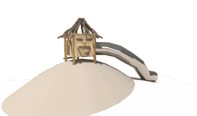 T&eacute;matick&yacute; domeček s tobog&aacute;nem . Vyroben&yacute; z ak&aacute;tov&eacute;ho a dubov&eacute;ho dřeva.