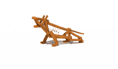 Prolézačka tygr se šplhací sítí, vyrobená z materiálu akát a dub.