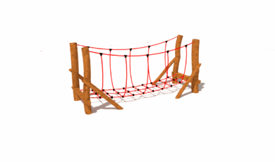 Síťový balanční mostek vyrobený z akátu a dubu.